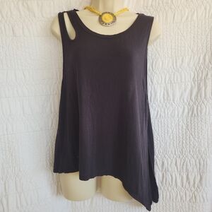 JoyLab Black Asymmetrical Hem Tank Top Sleeveless Size Small